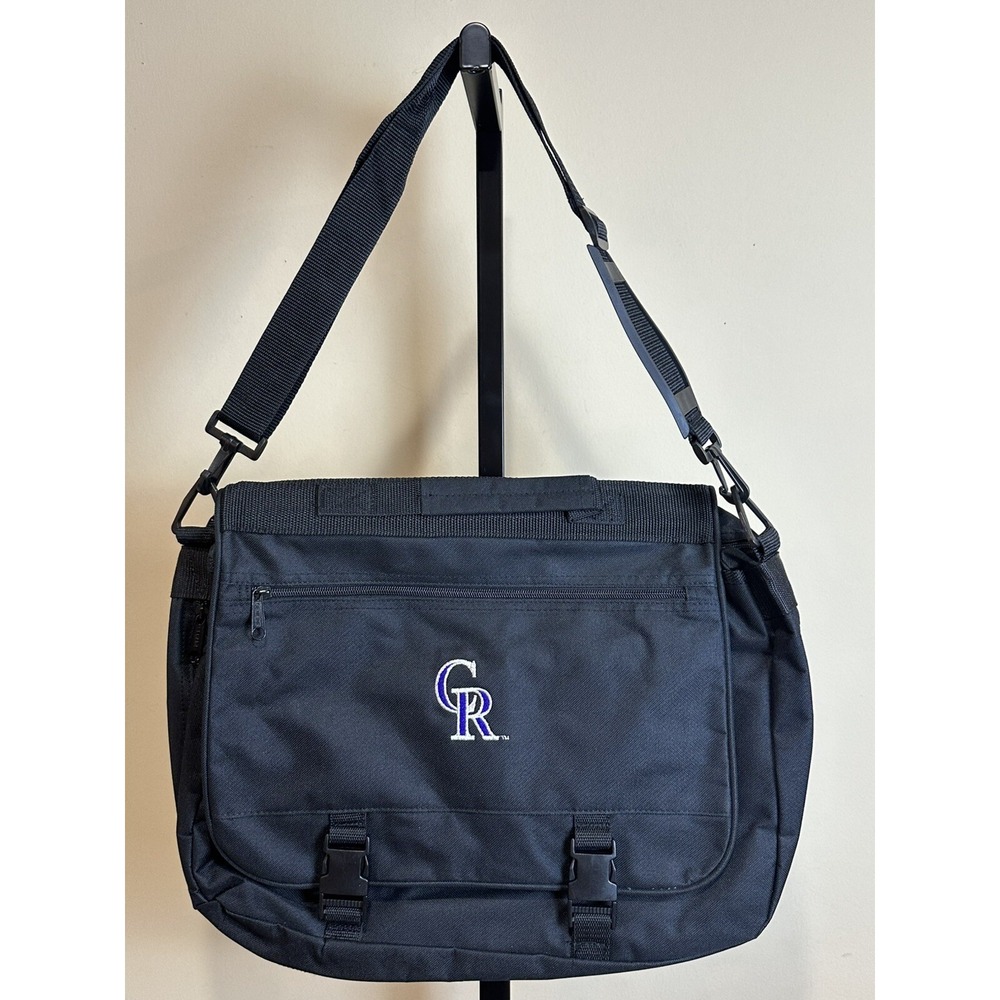 Colorado Rockies MLB Messenger Bag Black Canvas Laptop Satchel Crossbody Gemline
